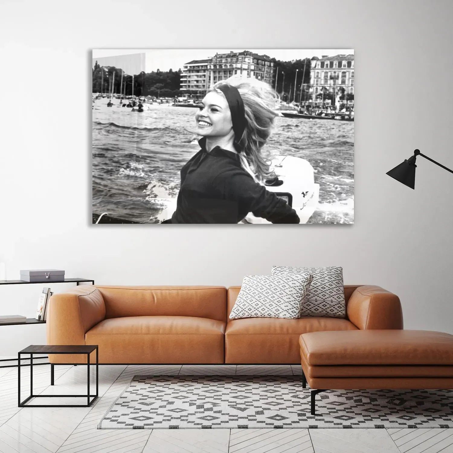 queence Acrylglasbild »Venezia«, Schwarz-Weiß, Brigitte Bardot, Fine Art-Print in Galeriequalität queence grau