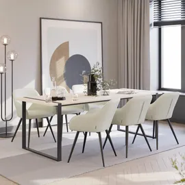 Tectake Esszimmerstuhl Marilyn Cordoptik schwarz 6er Set