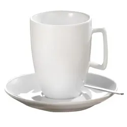 Caterado 6x Café Grande-/Macchiato-Tasse, Inhalt: 0,25 ltr, mit Untertasse, Form CREMA, UNI WEISS