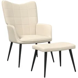 vidaXL Relaxsessel mit Hocker Stoff 61 x 96 x 66 cm Beige