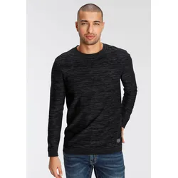 Rundhalspullover, in melierter Optik, Gr. XL (56/58), schwarz, , 79093627-XL