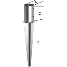 E-NORMpro Einschlagbodenhülse tzn 81 f. Rundholz