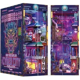 tonecheer Book Nook Kit 3D Holzpuzzle Booknooks DIY Modellbausätze Erwachsene zum Baue Miniatur Haus Bücherregal Nook Book mit Licht lustiges Geschenke Geburtstagsgeschenk(Cyberstadt)