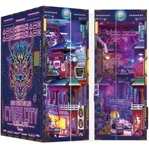 tonecheer Book Nook Kit 3D Holzpuzzle Modellbausatz Cyberstadt
