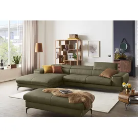 W.Schillig Ecksofa "piedroo, Designsofa mit tollem Sitzkomfort, bequem und elegant, L-Form", grün (camouflage z69), B:343cm H:70cm T:193cm, Longlife Xtra-Leder Z69: Das feinnarbige, gedeckte Softleder Z69 besticht durch seine außergewöhnliche Weichheit im trendigen