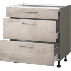 Kochfeldumbauschrank KOCHSTATION "KS-Trea U2AS90-H", grau (betonfarben hell, anthrazit), B:90cm H:75cm T:56cm, Schränke, mit drei Schubkästen, Breite 90 cm, Höhe 75 cm