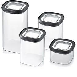 GEFU 4er Set Vorratsdosen Vorratsbehälter PANTRY Borosilikatglas stapelbar