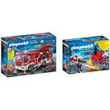 PLAYMOBIL City Action 9464 Feuerwehr-Rüstfahrzeug mit Licht und Sound, Ab 5 Jahren & City Action 9468 Feuerwehrmänner mit Löschpumpe, Ab 5 Jahren