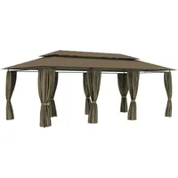 VidaXL Pavillon mit Vorhängen 600x298x270 cm Taupe 180 g/m2