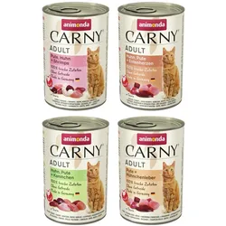 animonda Carny Adult 24 x 400g Mixpaket (Huhn&Shrimps,Huhn&Ente,Huhn&Kaninchen,Pute&Huhn) Katzennassfutter