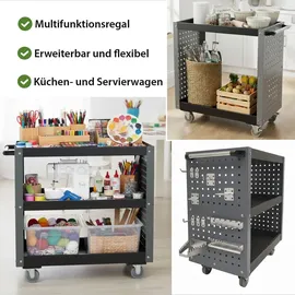 Trutzholm Werkstattwagen 3 Etagen Stahl grau Werkzeugwagen 70x39x79 cm auf Rollen bis 300 kg Tragkraft