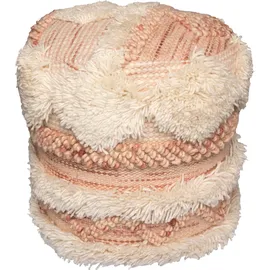 Kayoom Pouf KAYOOM "Bohist 225 35cm x 35cm, Strukturen mit Fransen und Quasten", rosa (rosa, creme), B:35cm H:35cm T:35cm, Baumwolle, Vlies, Poufs, Pouf, handgefertigt, Unikat, sehr gut kombinierbar, vielfältig im Einsatz