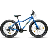 Fatbike 26 Zoll Damen Herren, Aluminium, Shimano, Scheibenbremsen, 26x4.0 Reifen - Blau