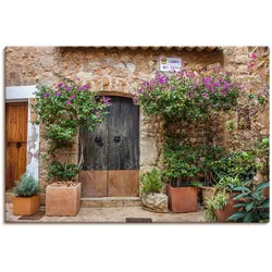 Leinwandbild ARTLAND "Altstadtgasse im Dorf Fornalutx Mallorca", braun (farbe bild(er): braun), B:90cm H:60cm, Canvas, Leinwand, Bilder, auf Keilrahmen gespannt