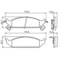 Bosch Bremsbelagsatz, Scheibenbremse [Hersteller-Nr. 0986494313] für Chrysler: Stratus, Cirrus