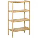 Homcom Standregal Bücherregal 4-stufiges Bambusregal Büroregal Lagerregal Aktenregal Küchenregal für Büro Lager Küche Natur
