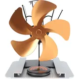 5-flügeliger Ofenventilator Aus Aluminiumlegierung Mit Thermometer Für Öl- Oder Holzöfen (gold)
