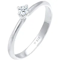 Elli DIAMONDS Ring Solitär Diamant (0.1 .) Klassik 925 Silber 52 Damen