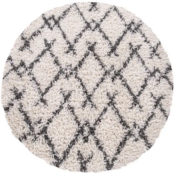 Hochflor-Teppich Kalmar 451, Paco Home, rund, Höhe: 44 mm, Shaggy, Scandi Design, modernes Rauten Muster, weich & kuschelig beige Ø 120 cm x 44 mm