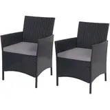 Hegele - 2er-set Poly-rattan Gartensessel Hamar, Korbsessel Anthrazit, Kissen Anthrazit