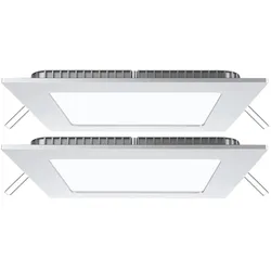 Einbauleuchte LED Panel Deckenpanel Einbaulampe Deckenleuchte, quadratisch weiß, 6W 420Lm neutralweiß, LxBxH 12x12x2,5cm, 2er Set