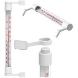 Przydasie Fensterthermometer mit großer Skala, wetterfest, einfache Montage, klassisches Design, Temperaturanzeige von -40°C bis +50°C, weiß