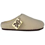 Lammfell Hausschuh Modell FEFI mit Filzoberfläche und PolyurethanSohle Beige 40 - 40