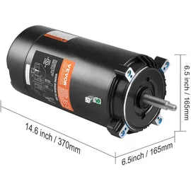 Vevor 1,5 PS Poolpumpenmotor, 56J Rahmen, 115V(13,6 Ampere)/230V(6,8 Ampere) 3450 U/min, 60Hz, 1.3 Betriebsfaktor, 90μF/250V Kondensator, CCW Rotation Rundflansch Ersatzmotor