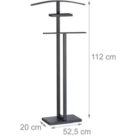 Relaxdays Stummer Diener, Herrendiener, Kleiderbutler, mit Kleiderbügel und Hosenstange, HxBxT 112x52,5x20 cm, schwarz