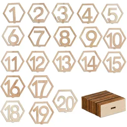 Relaxdays Tischnummern Hochzeit, Zahlen 1–20, HBT: 10x11x2,5 cm, Feste u. Gastronomie, Tischnummernschilder Holz, natur