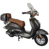 Alpha Motors Motorroller Retro Firenze Limited 50 ccm EURO 5 mattschwarz + braun) im Retro-Look