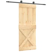 vidaXL Schiebetür rechts 85 x 210 cm Natürlich und Schwarz