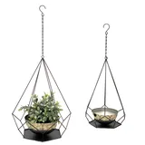 DanDiBo Ambiente Blumenampel 2er Set 6 Ecken Innen Metall 96095 Schwarz