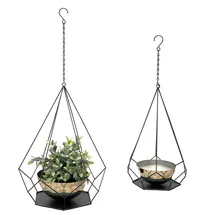 DanDiBo Ambiente Blumenampel 2er Set 6 Ecken Innen Metall 96095 Schwarz