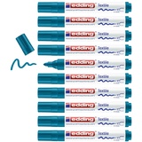 edding 4500 Textilmarker - orient-blau - 10 Stück - Rundspitze 2-3 mm - Textilstifte waschmaschinenfest (60 °C) zum Stoff bemalen - Stoffmalstift