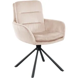 Armlehnstuhl Cord Optik beige Esszimmerstuhl Polsterstuhl Wohnzimmer Küche Stuhl