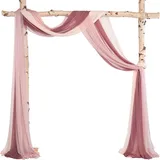 Trayosin 3 Stück Vorhang Querbehang Traubogen,Hochzeitsbogen, Gardine Freihanddeko,Eleganter Langer Fenster Vorhang Gardinen Schals für Babyparty Geburtstag Hochzeit Deko (Fuchsie,75x600cm)