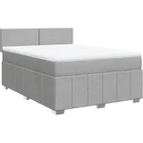 vidaXL Boxspringbett mit Matratze Hellgrau 140x200 cm Stoff