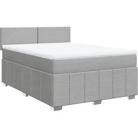 vidaXL Boxspringbett mit Matratze Hellgrau 140x200 cm Stoff