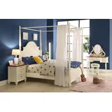 JVmoebel Schlafzimmer-Set Romantisches Himmelbett in Weiß im Landhausstil mit Nachttischen, (3-tlg., 3-teilig), Made in Europa weiß