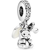 Pandora Moments Baby-Teddybär Charm-Anhänger Sterling Silber, Cubic Zirkonia, Emaille 792100CZ