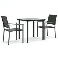 VidaXL 3-tlg. Garten-Essgruppe Poly Rattan und Stahl