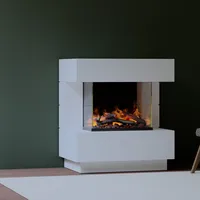 muenkel design London 900 Opti-glo [Elektrokamin Opti-myst]: weiß (warm) - Mit Heizung - Tank - Kieswanne mit schwarzen Steinen