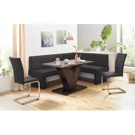 Home Affaire Eckbank HOME AFFAIRE "Nils", schwarz (schwarz (arizona 4420)), B:202cm H:89cm T:152cm, Holzwerkstoff, Massivholz, Polyester, Sitzbänke, Eckbank, Sitz und Rücken gepolstert, verschiedene Qualitäten