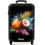 NoBoringSuitcases.com Handgepäck Koffer 55x35x20 cm, 36L, Sommerliche Graffiti: Kokosnuss, Reisekoffer, mit Rollen, - Braun