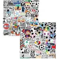 WUMZIRA 100 Stück Fußball Sticker Set, Wasserfeste Vinyl Aufkleber für Laptop Skateboard Fahrrad Helm, Coole Fußball Deko & Mitgebsel für Kinder und Erwachsene, 2 Stile (50A + 50B)