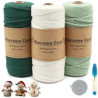 Luxuskollektion Makramee Garn Set 3mm 100m 3er beige hellgrün