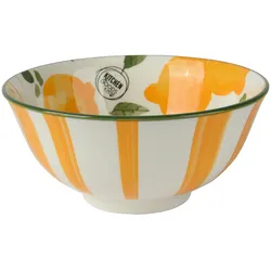 Decoris Schale 15x7cm Porzellan mit Zitronen Motiv - Schüssel Servierschale Salatschale Obstschale Dessertschale Müslischale Sommer Geschirr Gelb Weiß