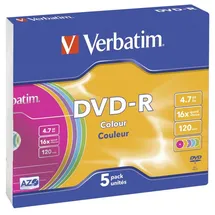 Verbatim DVD-R 4,7 GB 16x Colour 5 St.