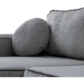 lookway Eckcouch mit Schlaffunktion und Bettkasten Grau